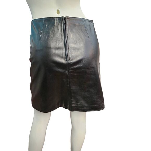 Leather Limited Black Skirt Size 4 Genuine Leather Pencil - Picture 4 of 8